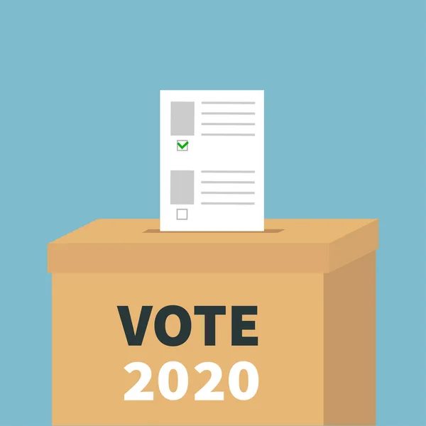 Omröstning Box Paper Blank Bulletin Med Grön Markering Koncept Förhandsröstningsställe — Stock vektor