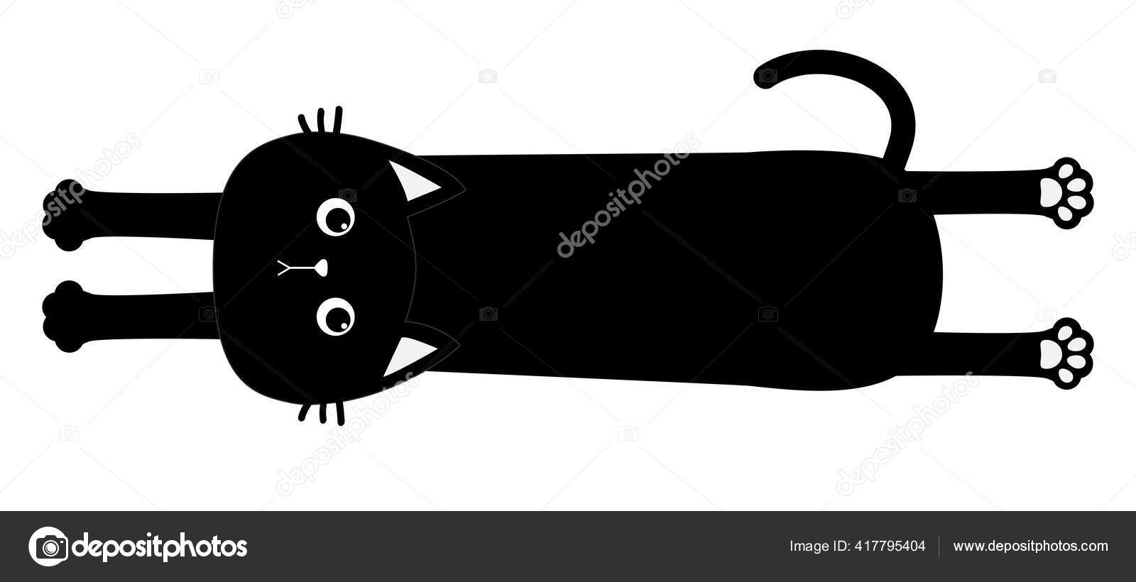 Schwarze Katze Niedliche Cartoon Babyfigur Langer Körper Mit Pfotenabdruck  Schwanz Stock-Vektorgrafik von ©worldofvector 417795404