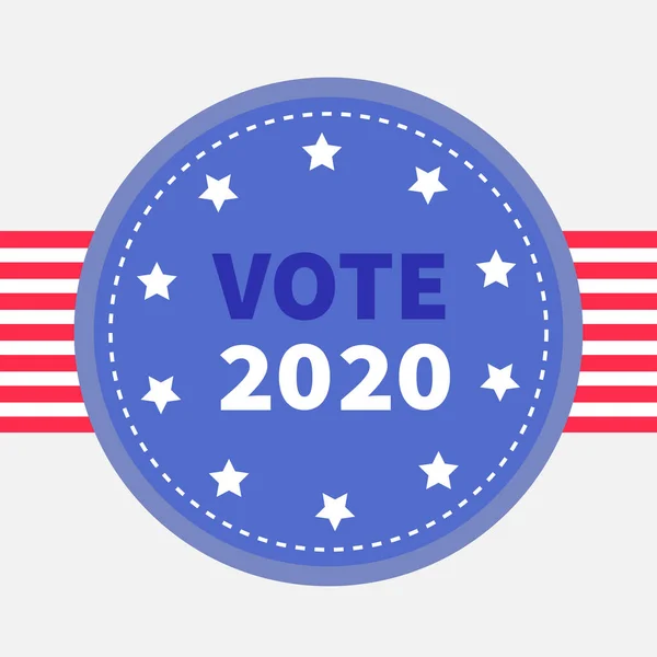 Voto 2020 Emblema Azul Com Fita Listrada Ícone Prémio Dia — Vetor de Stock