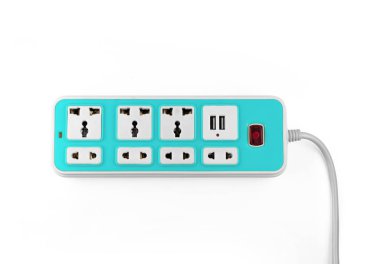 Elektrik güç şeridi veya uzatma bloğu ve boş priz musluk w