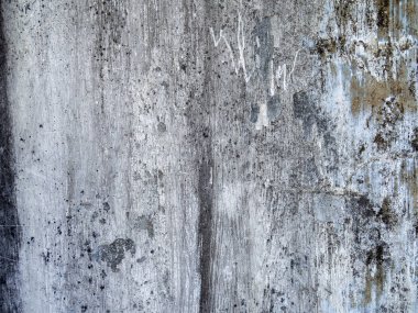 Eski alçı duvar sanatı su clabata ve siyah mantar vardır, Closeup eski yıpranmış beton duvar dokusu, duvarda siyah lekeler ile
