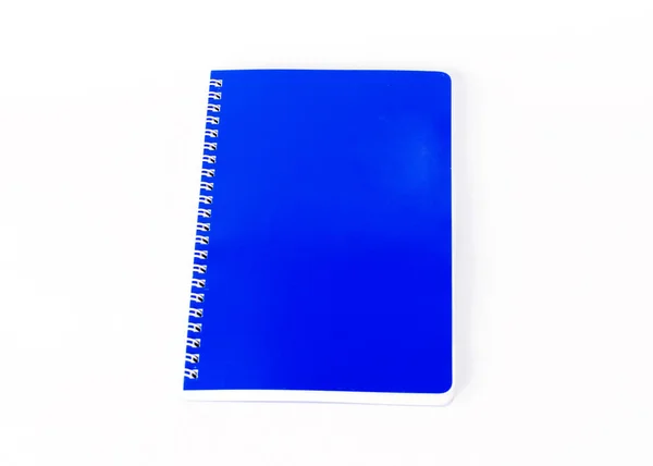 Μπλε Ημερολόγιο Βιβλίο Λευκό Φόντο — Φωτογραφία Αρχείου