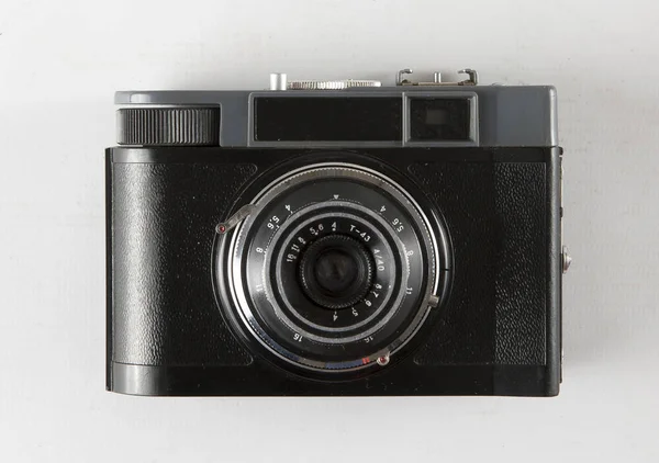 Fotografická Retro Kamera Samostatná Bílém Pozadí Pohled Zblízka — Stock fotografie