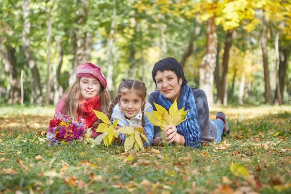 Happy family. Loving mother and two daughter — Stock Photo, Image