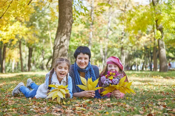 Happy family. Loving mother and two daughter — Stock Photo, Image