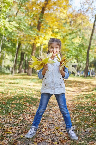 Schöne glückliche Mädchen im Herbst Park — Stockfoto