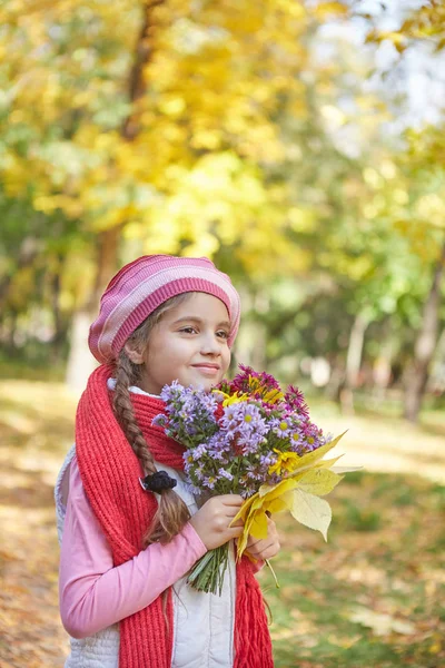 Menina feliz bonita no parque de outono — Fotografia de Stock