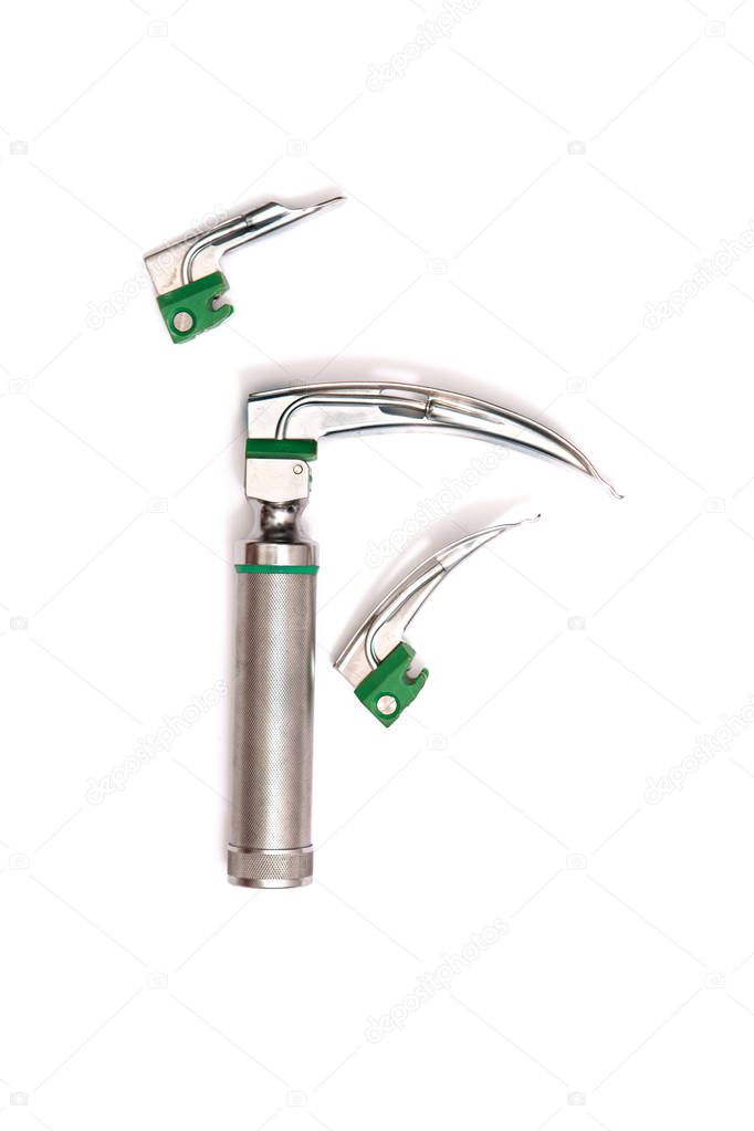 medical tool  laryngoscope on white background