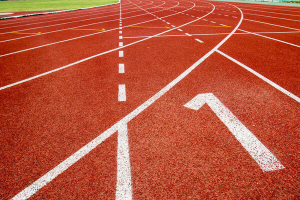 Running track in stadium.