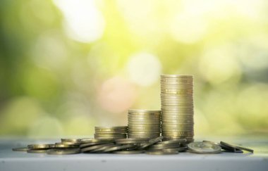 Doğa arka plan ile altın sikke