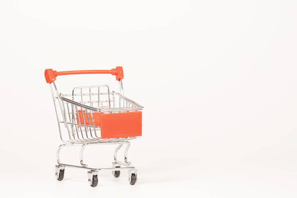 red cart on white background