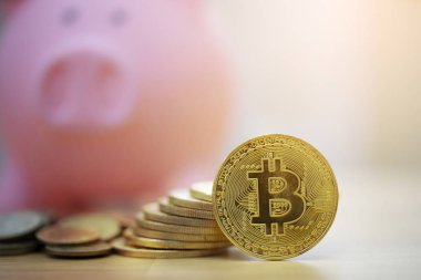 bitcoin ile piggy banka, iş kavramı