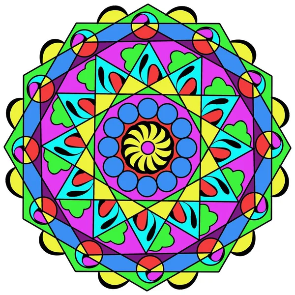 Mandala Abstracción Decorativa Rueda Colores Brillantes — Archivo Imágenes Vectoriales