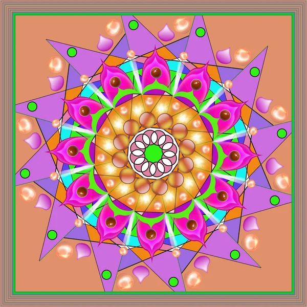 Abstraktní Geometrické Mandala Jasných Barvách — Stock fotografie