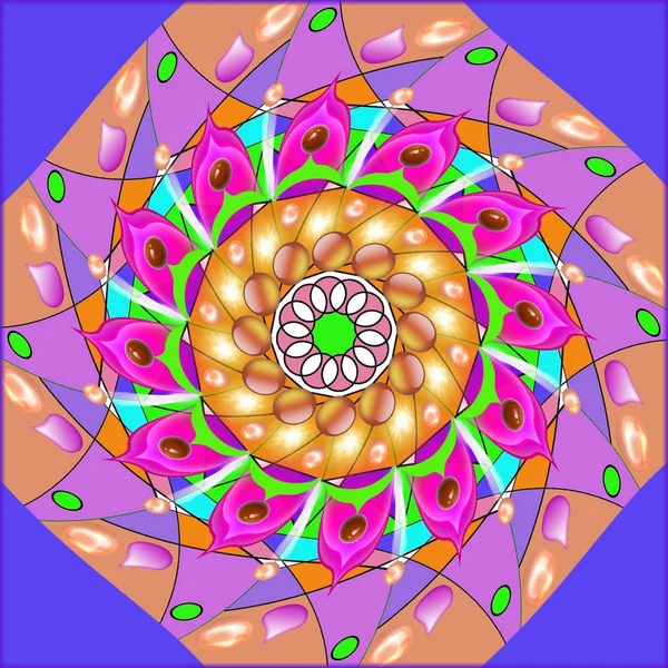 概要明るい色の幾何学的曼荼羅図 — ストック写真