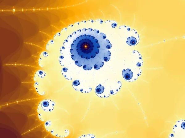 黄蓝色的抽象分形螺旋 — 图库照片