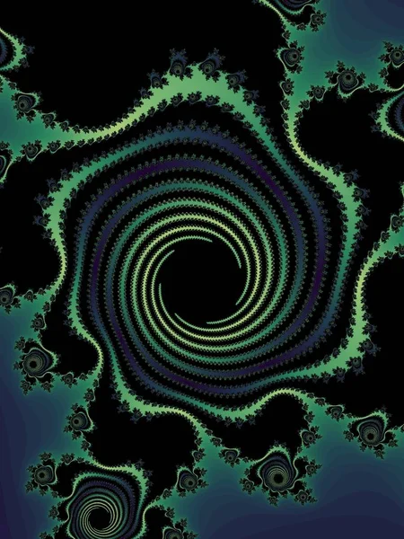 Dekorativa Fractal Spiral Astroniras Gröna Färger — Stockfoto