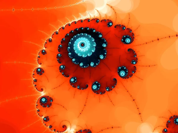 红蓝色的抽象分形螺旋 — 图库照片#