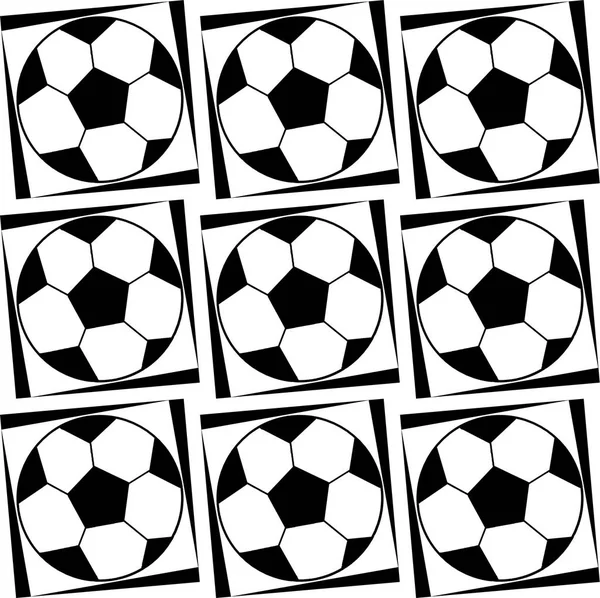 Seamless pattern with soccer balls in black and white colors. The Author - Peshkareva Irina
