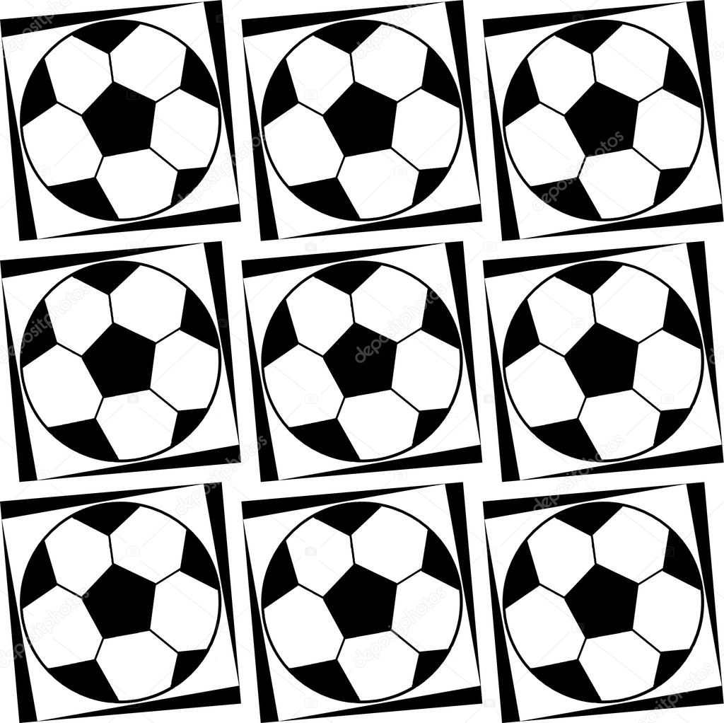 Seamless pattern with soccer balls in black and white colors. The Author - Peshkareva Irina 