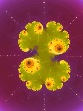 Dekoratif astronotlar koyu renkli fraktal Julia