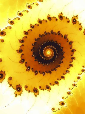Parlak sarı renklerde dönme yanılsaması olan fraktal astronirler.
