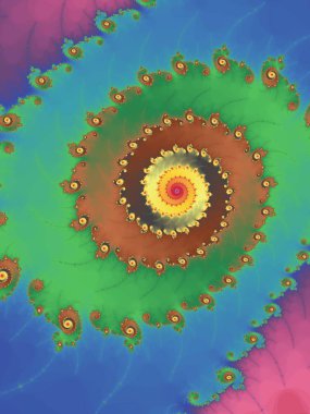 Parlak renklerde dönme illüzyonuyla fraktal astroniyatlar sarmal.