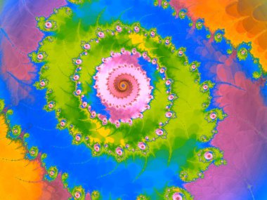 Parlak renklerde dönme illüzyonuyla fraktal astroniyatlar sarmal.