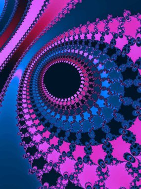 Soyut Fraktal astronirler koyu mavi ve mor renklerde spiral çizerler.