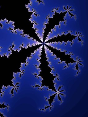 Koyu mavi renkli kıvrımlı fraktal astroniyatlar.