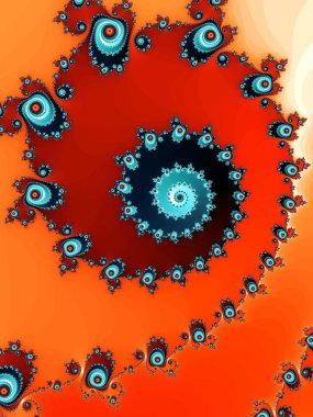 Kırmızı ve mavi renklerde soyut dekoratif fraktal sarmal