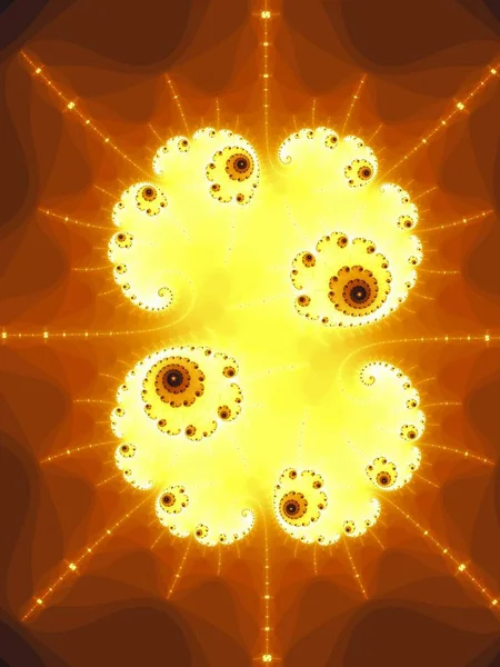 Dekoratif astronotlar. Parlak sarı renkli fraktal Julia.
