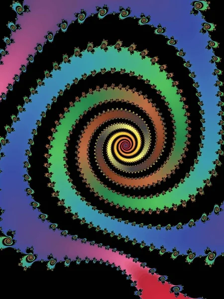 Fraktal astroniyatlar, koyu renklerde dönme yanılsaması ile sarmal bir sarmal oluştururlar.