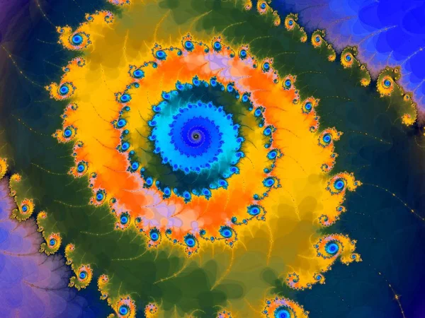 Parlak renklerde dönme illüzyonuyla fraktal astroniyatlar sarmal.