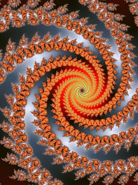 Parlak renkli hareket illüzyonuyla fraktal dekoratif spiraller.