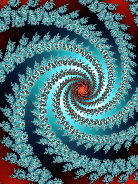 Parlak renkli hareket illüzyonuyla fraktal dekoratif spiraller.