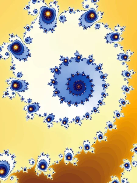 Parlak mavi ve sarı renkli dekoratif fraktal spiral
