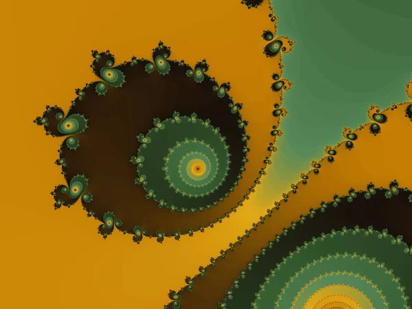 Fraktal dekoratif sarmal bir yeşil ve sarı renklerde