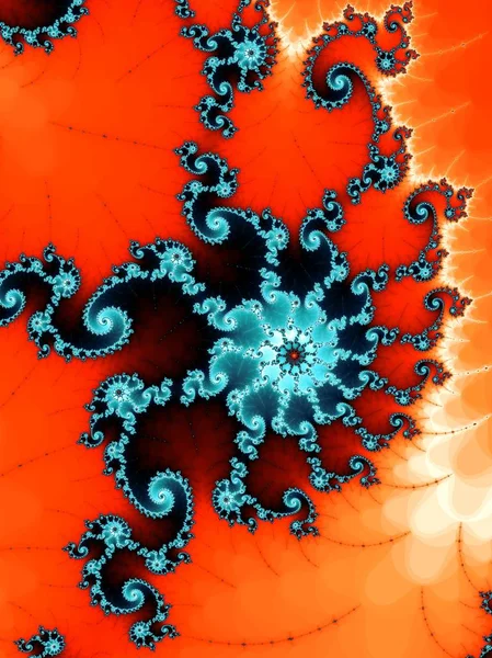 Kırmızı ve mavi renklerde Soyut Fraktal sarmal