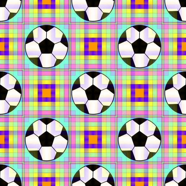 Seamless pattern with a soccer ball in a bright translucent  colors.
