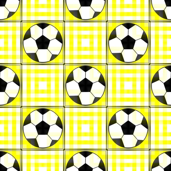 Patrón Sin Costuras Con Una Pelota Fútbol Amarillo Brillante Colores —  Fotos de Stock
