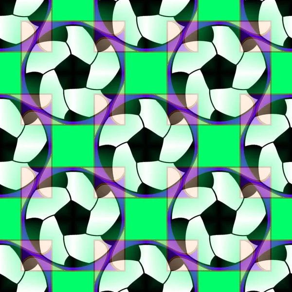 Seamless pattern with a soccer ball in a bright translucent  colors.