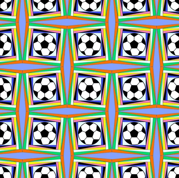 Seamless pattern with a soccer ball in a bright colors.