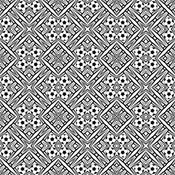 Seamless pattern with a soccer ball in a black  - white colors.