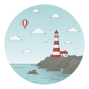 Kaya ve balon üzerinde Deniz Feneri