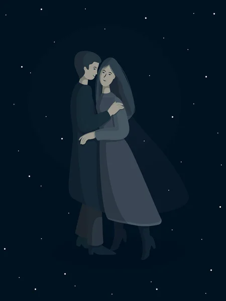 Girl and boy in the stars — Stock Vector