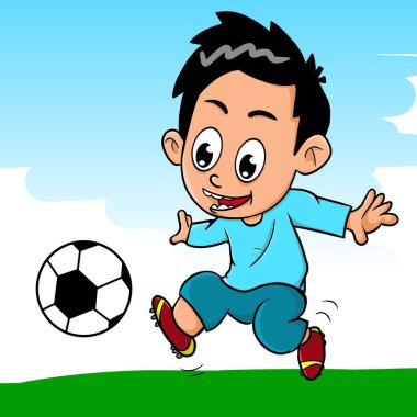 Futbol oynayan bir çocuğun tasviri
