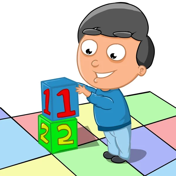 illustration of a boy who is learning to count