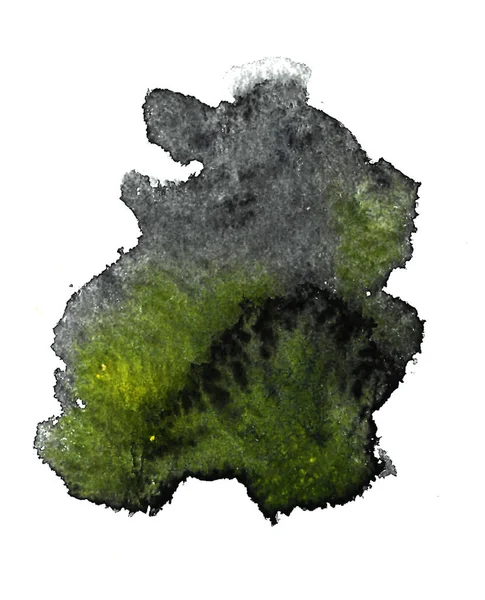 緑色の灰色の水彩画のテクスチャはサンゴのように見えます。白で分離された抽象的な背景イラスト. — ストック写真