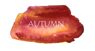 Sarı-Bordo sonbahar Soyut suluboya el boyası doku, beyaz arka plan üzerinde izole